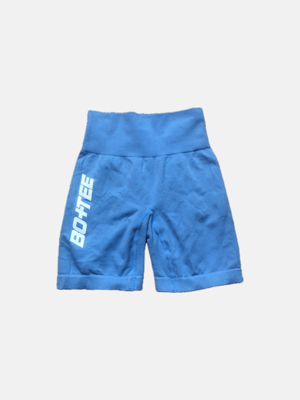 Bo+Tee Light Blue High-Waisted Ribbed Cycling Shorts